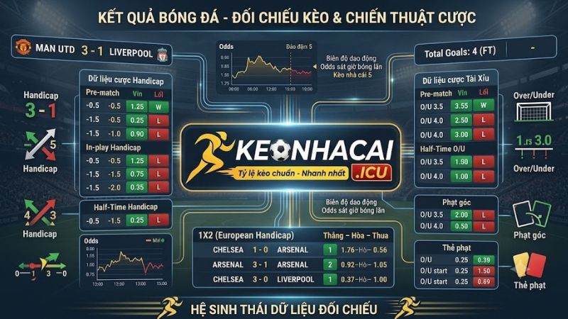 Bảng đối chiếu tỷ lệ kèo nhà cái 5 và kết quả trận đấu