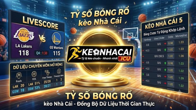 Bảng kèo nhà cái 5 bóng rổ hiển thị tỷ lệ chấp điểm và Tài Xỉu thời gian thực