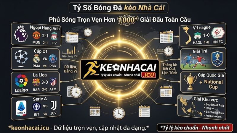 Trực tiếp tỷ số hàng ngàn giải đấu bóng đá trên toàn thế giới