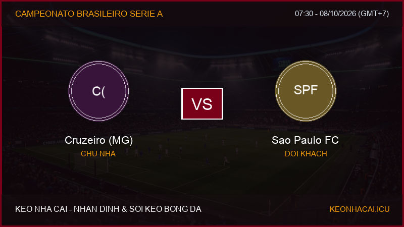 Nhận định, soi kèo Cruzeiro (MG) vs Sao Paulo FC ngày 08/10/2026