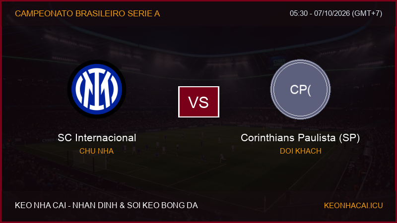 Nhận định, soi kèo SC Internacional vs Corinthians Paulista (SP) ngày 07/10/2026