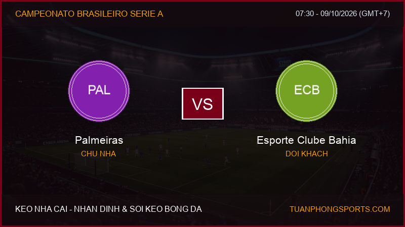 Nhận định, soi kèo Palmeiras vs Esporte Clube Bahia ngày 09/10/2026
