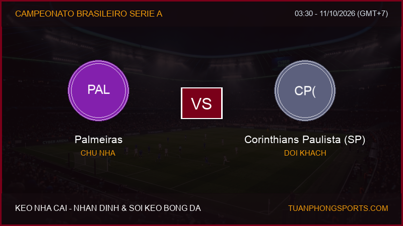 Nhận định, soi kèo Palmeiras vs Corinthians Paulista (SP) ngày 11/10/2026
