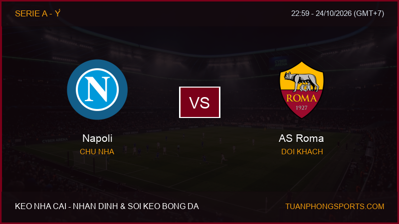 Nhận định, soi kèo Napoli vs AS Roma ngày 24/10/2026