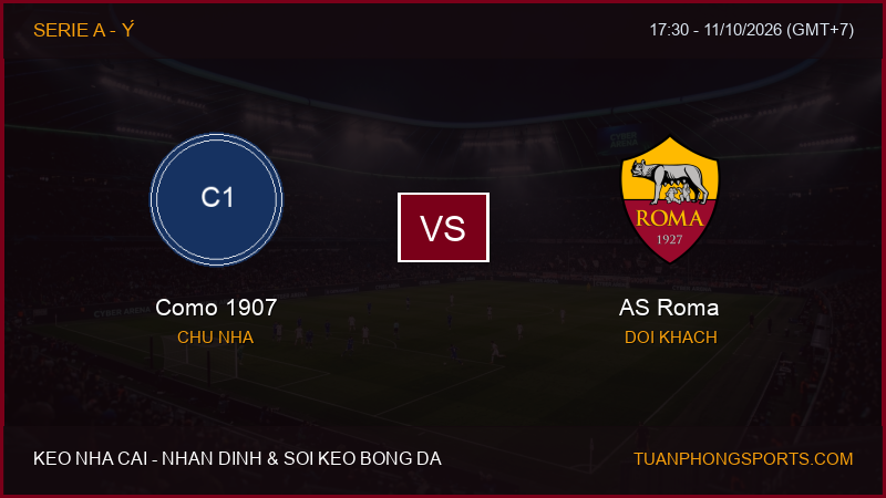 Nhận định, soi kèo Como 1907 vs AS Roma ngày 11/10/2026
