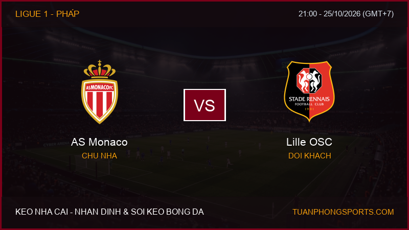 Nhận định, soi kèo AS Monaco vs Lille OSC ngày 25/10/2026
