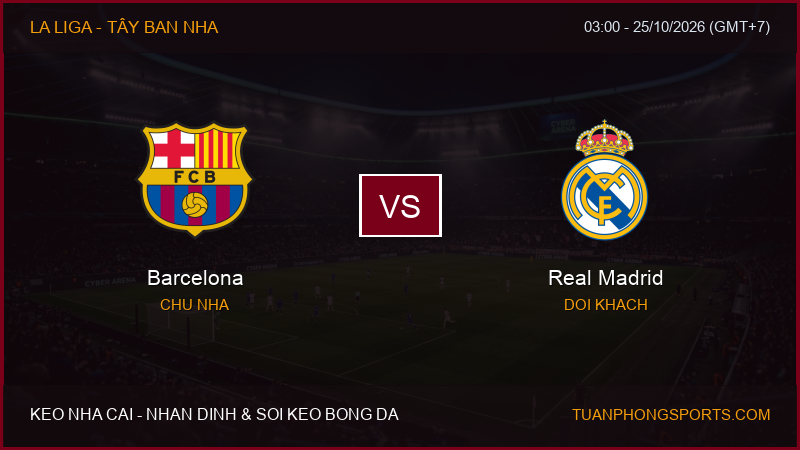 Nhận định, soi kèo Barcelona vs Real Madrid ngày 25/10/2026