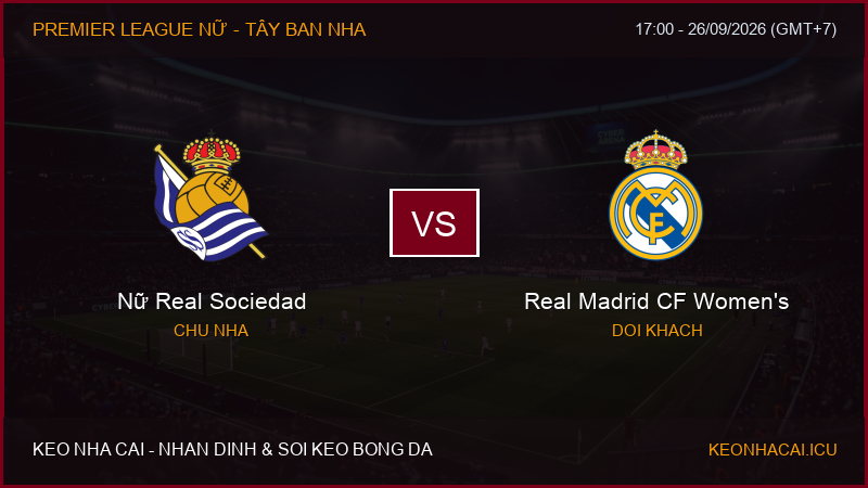 Nhận định, soi kèo Nữ Real Sociedad vs Real Madrid CF Women’s ngày 26/09/2026