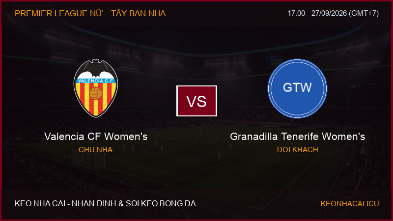 Nhận định, soi kèo Valencia CF Women’s vs Granadilla Tenerife Women’s ngày 27/09/2026