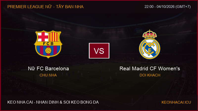 Nhận định, soi kèo Nữ FC Barcelona vs Real Madrid CF Women’s ngày 04/10/2026