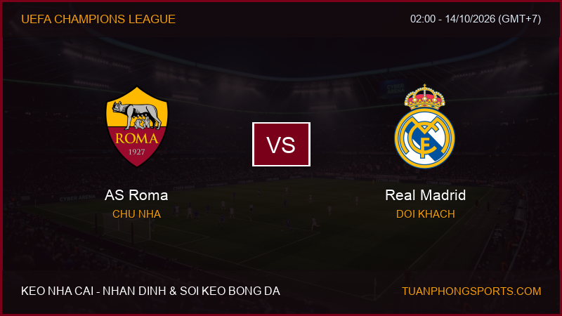 Nhận định, soi kèo AS Roma vs Real Madrid ngày 14/10/2026