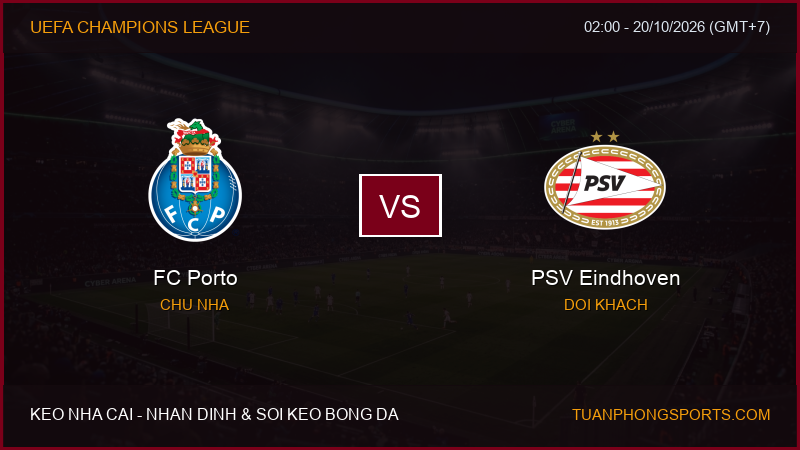 Nhận định, soi kèo FC Porto vs PSV Eindhoven ngày 20/10/2026