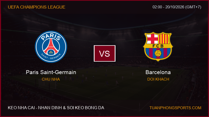 Nhận định, soi kèo Paris Saint-Germain vs Barcelona ngày 20/10/2026
