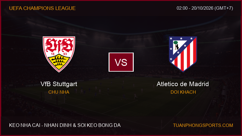 Nhận định, soi kèo VfB Stuttgart vs Atletico de Madrid ngày 20/10/2026