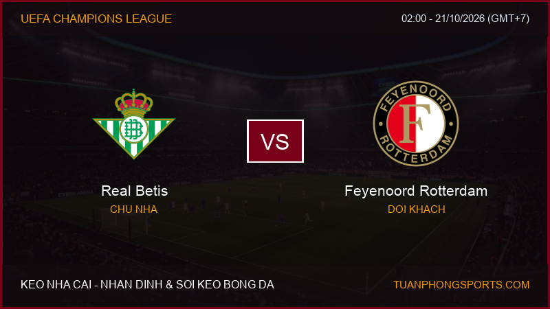 Nhận định, soi kèo Real Betis vs Feyenoord Rotterdam ngày 21/10/2026