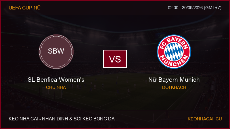 Nhận định, soi kèo SL Benfica Women’s vs Nữ Bayern Munich ngày 30/09/2026